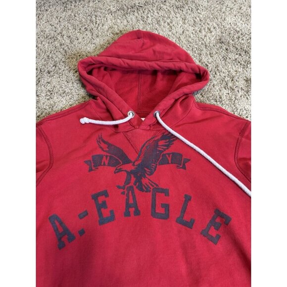 AMERICAN EAGLE Outfitters Red Sweater Hoodie Jacket Athletic Fit Y2k 90s SMALL - Picture 5 of 6